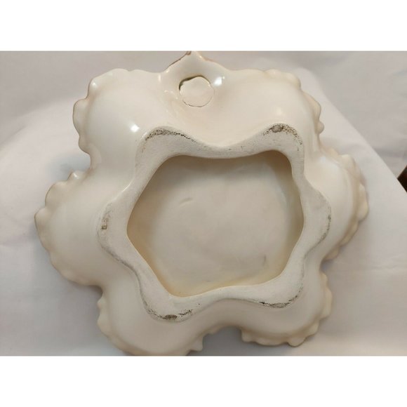 Vintage Porcelain Leaf Shape Dish w/Applied Rose Capodimonte Style 8" - Picture 8 of 10